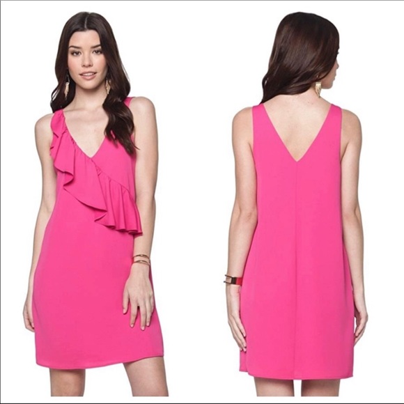 Everly Fuchsia Pink Ruffle Front Dress Size Small - Picture 13 of 16